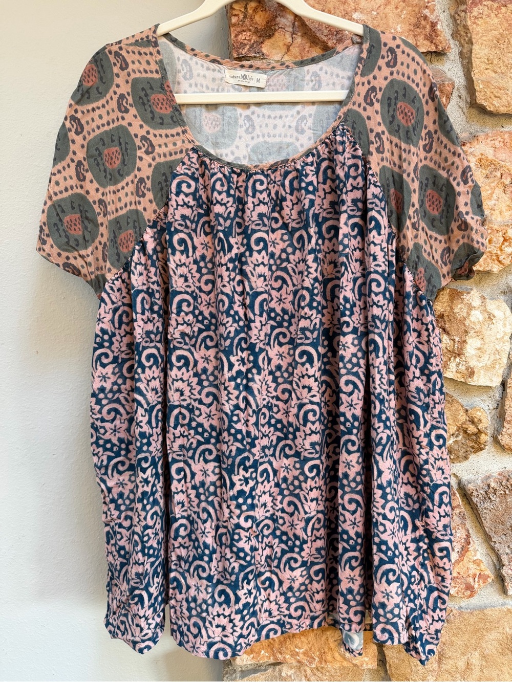 Natural Life Pink and Blue Printed Cover-Up Minidress - Picture 3 of 4